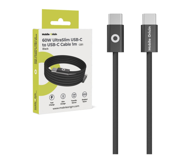 Mobile Origin 60W UltraSlim USB-C to USB-C Cable 1 m CB11 Black - 1537915 - zdjęcie